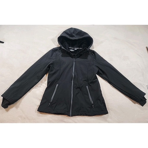 NWOT Spyder Hooded Full Zipper Lined Women's Black Waterproof Wind Jacket L - Picture 1 of 11